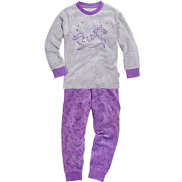 Playshoes Frottee-Schlafanzug EINHORN lang in violett