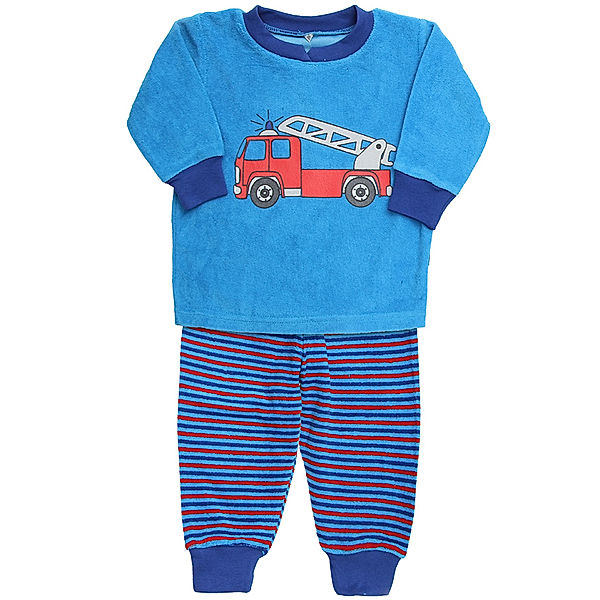 Playshoes Frottee-Schlafanzug FEUERWEHR 2-teilig in blau