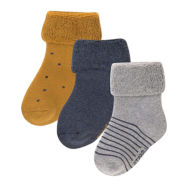 LÄSSIG Frottee-Socken BABY 3er-Pack in blau