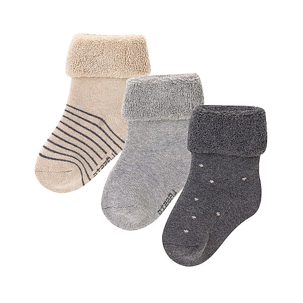 LÄSSIG Frottee-Socken BABY 3er-Pack in grau