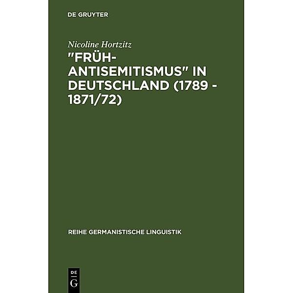 Früh-Antisemitismus in Deutschland (1789 - 1871/72) / Reihe Germanistische Linguistik Bd.83, Nicoline Hortzitz