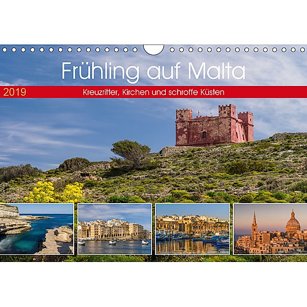 Frühling auf Malta - Kreuzritter, Kirchen und schroffe Küsten (Wandkalender 2019 DIN A4 quer), Enrico Caccia