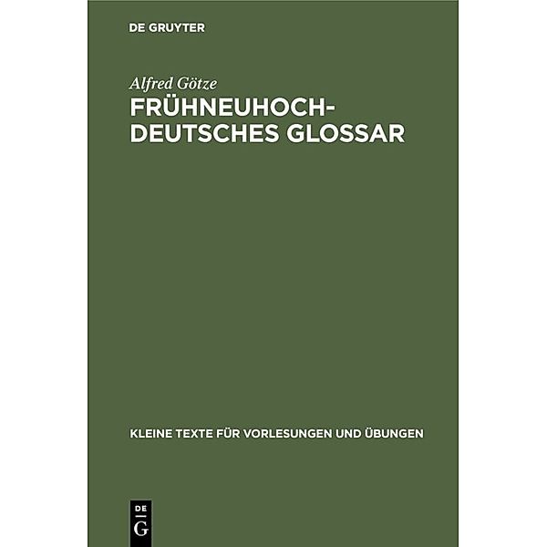 Frühneuhochdeutsches Glossar, Alfred Götze