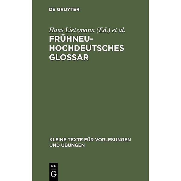 Frühneuhochdeutsches Glossar, Alfred Götze