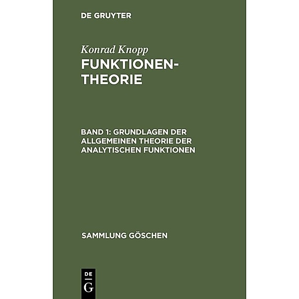 Funktionentheorie.Tl.1, Konrad Knopp