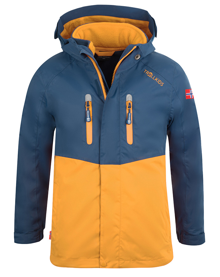 und Winterjacke Trollkids Hemsedal Snow Jacket XT golden yellow/mystic blue Ski 
