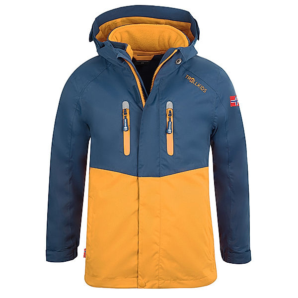 TROLLKIDS Funktionswinterjacke KIDS BRYGGEN 3IN1 in mystic blue/golden yellow