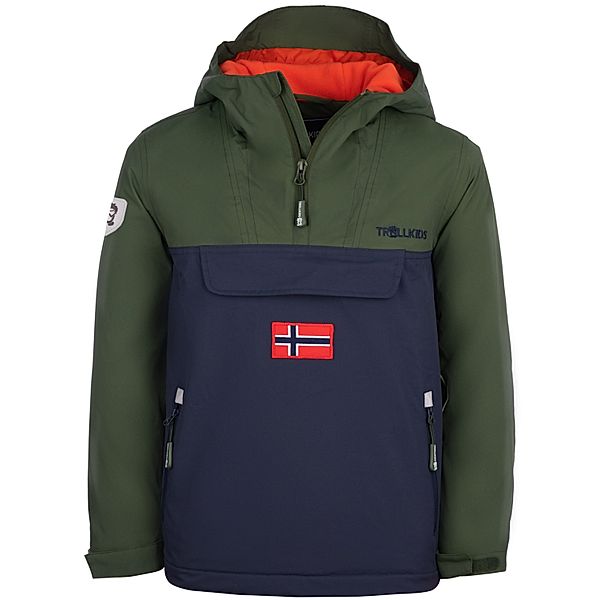 TROLLKIDS Funktionswinterjacke KIDS KIRKENES in forest green/navy/flame orange