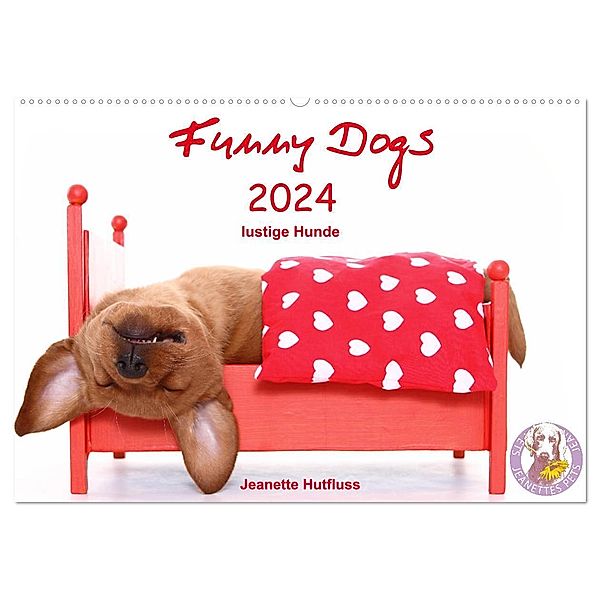 Funny Dogs (Wandkalender 2024 DIN A2 quer), CALVENDO Monatskalender, Jeanette Hutfluss