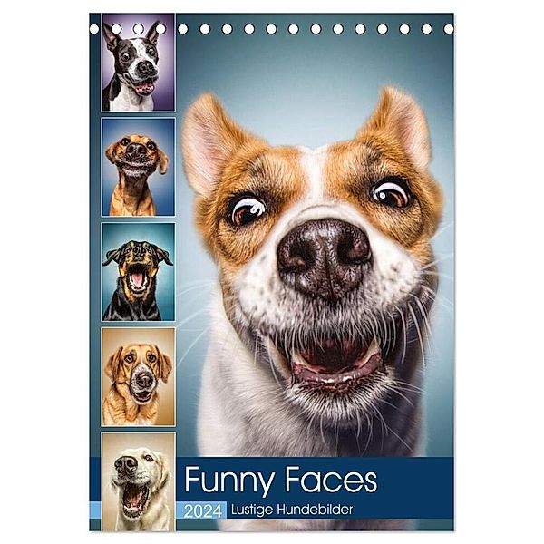 Funny Faces - Lustige Hundebilder (Tischkalender 2024 DIN A5 hoch), CALVENDO Monatskalender, Manuela und Stefan Kulpa