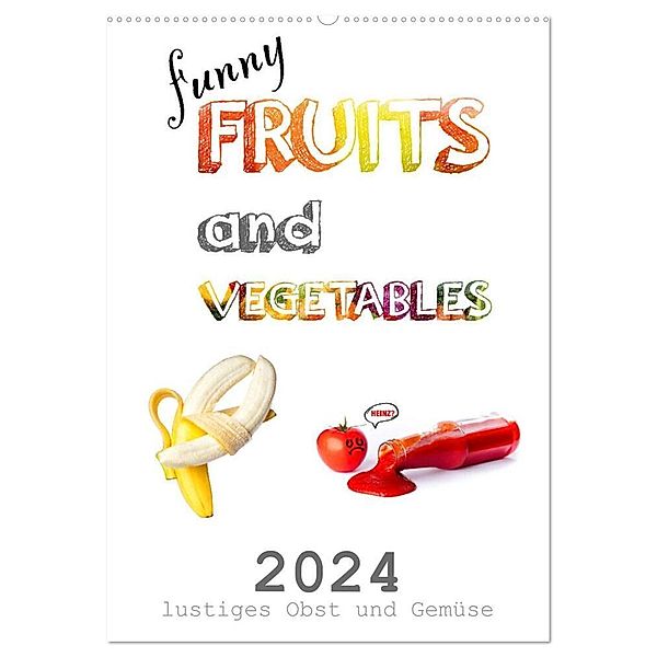 funny FRUITS and VEGETABLES - lustiges Obst und Gemüse (Wandkalender 2024 DIN A2 hoch), CALVENDO Monatskalender, Daniel Boom