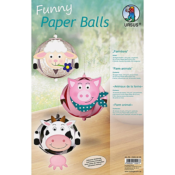 Funny Paper Balls (Motiv: Farmtiere)