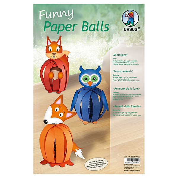 Funny Paper Balls (Motiv: Waldtiere)