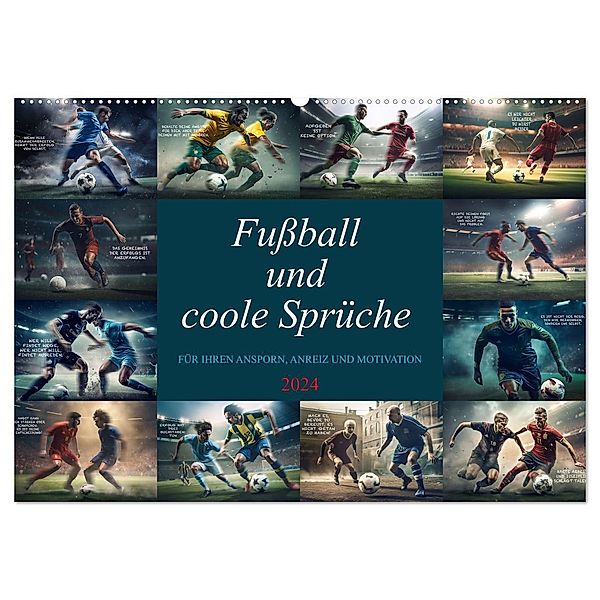 Fussball und coole Sprüche (Wandkalender 2024 DIN A2 quer), CALVENDO Monatskalender, Dirk Meutzner