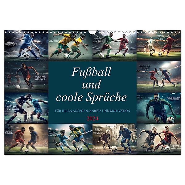 Fußball und coole Sprüche (Wandkalender 2024 DIN A3 quer), CALVENDO Monatskalender, Dirk Meutzner