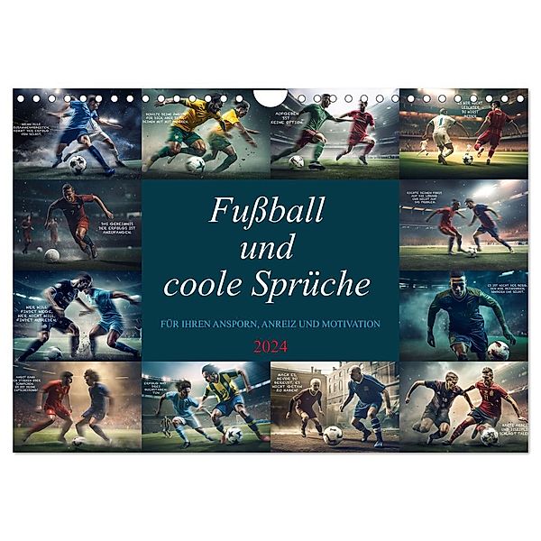 Fussball und coole Sprüche (Wandkalender 2024 DIN A4 quer), CALVENDO Monatskalender, Dirk Meutzner