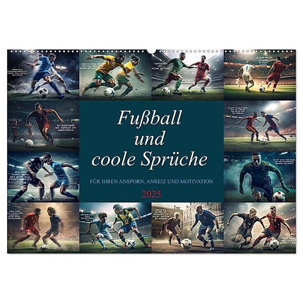 Fussball und coole Sprüche (Wandkalender 2025 DIN A2 quer), CALVENDO Monatskalender, Calvendo, Dirk Meutzner