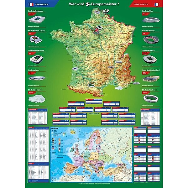 Fussballposter 2016 Wer wird Europameister?, m. 1 Audio-CD, Heinrich Stiefel