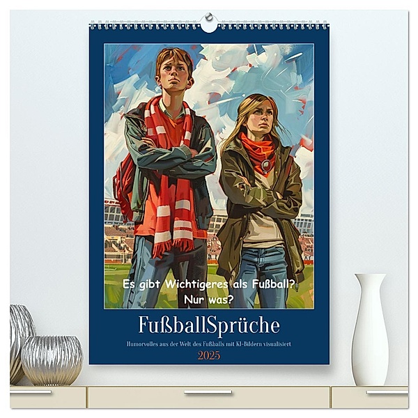 Fussballsprüche (hochwertiger Premium Wandkalender 2025 DIN A2 hoch), Kunstdruck in Hochglanz, Calvendo, Sabine Löwer