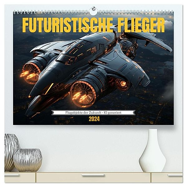 Futuristische Flieger (hochwertiger Premium Wandkalender 2024 DIN A2 quer), Kunstdruck in Hochglanz, Cathrin Illgen
