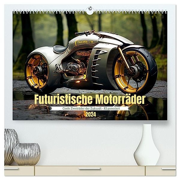 Futuristische Motorräder (hochwertiger Premium Wandkalender 2024 DIN A2 quer), Kunstdruck in Hochglanz, Cathrin Illgen