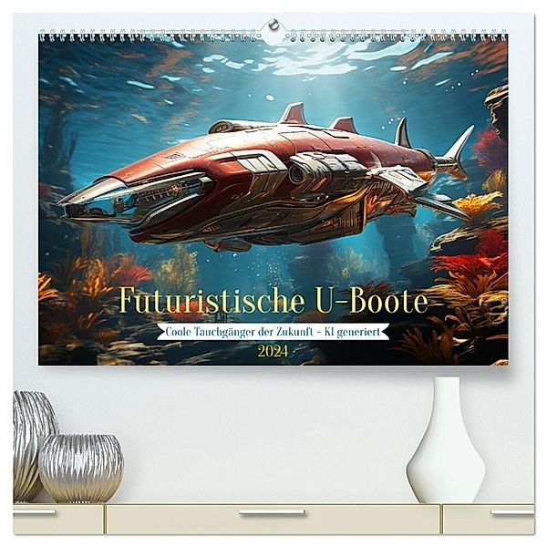 Futuristische U-Boote (hochwertiger Premium Wandkalender 2024 DIN A2 quer), Kunstdruck in Hochglanz, Cathrin Illgen