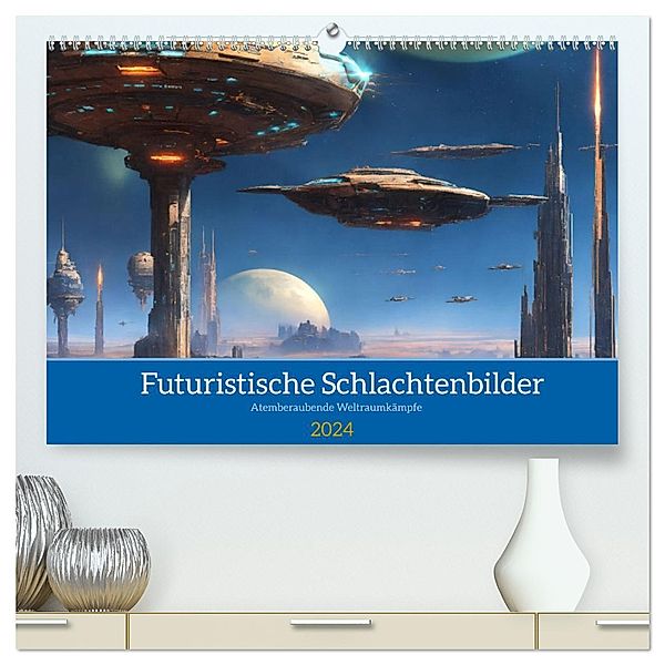 Futuristische Weltraumschlachten (hochwertiger Premium Wandkalender 2024 DIN A2 quer), Kunstdruck in Hochglanz, Calvendo, franky58