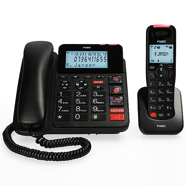 Fysic DECT Telefon mit Schnur u. Anrufbeantworter für Senioren FX-8025