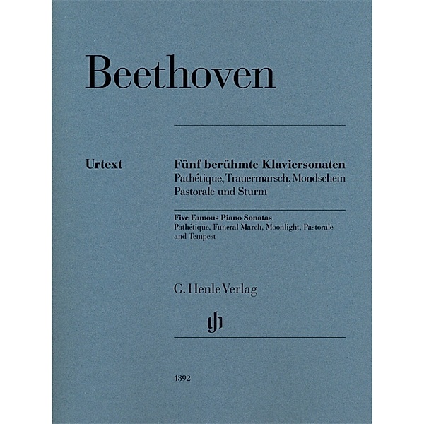 G. Henle Urtext-Ausgabe / Ludwig van Beethoven - Fünf berühmte Klaviersonaten, Ludwig van Beethoven - Fünf berühmte Klaviersonaten