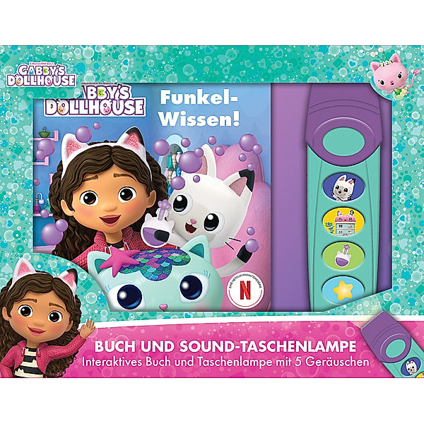 Gabby's Dollhouse - Funkel-Wissen! - Pappbilderbuch mit Taschenlampe und Glitzerseiten - Bilderbuch mit 5 tollen Geräuschen