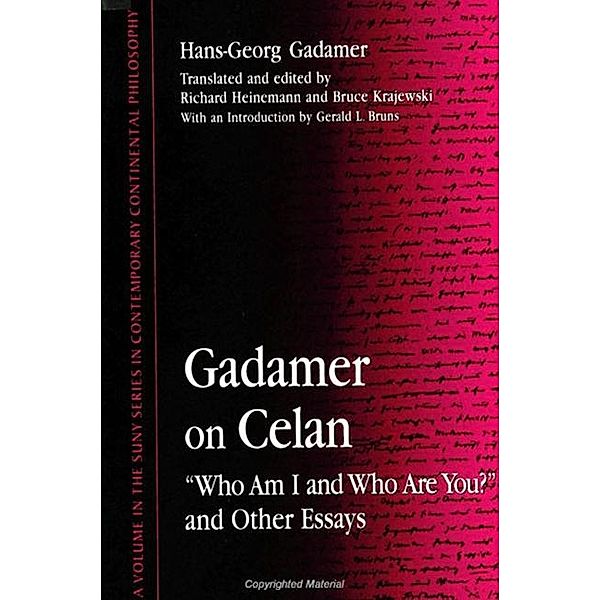 Gadamer on Celan / SUNY series in Contemporary Continental Philosophy, Hans-Georg Gadamer