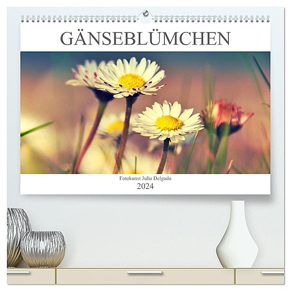 Gänseblümchen Poesie (hochwertiger Premium Wandkalender 2024 DIN A2 quer), Kunstdruck in Hochglanz, Julia Delgado