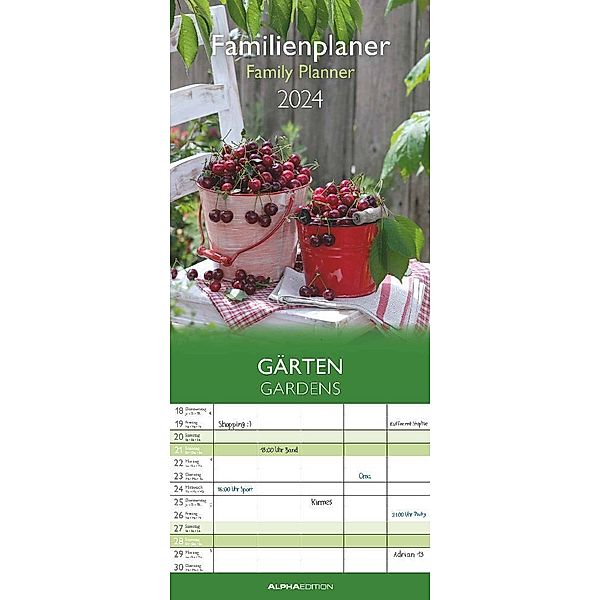 Gärten 2024 Familienplaner - Wandkalender - Familienkalender - 19,5x45