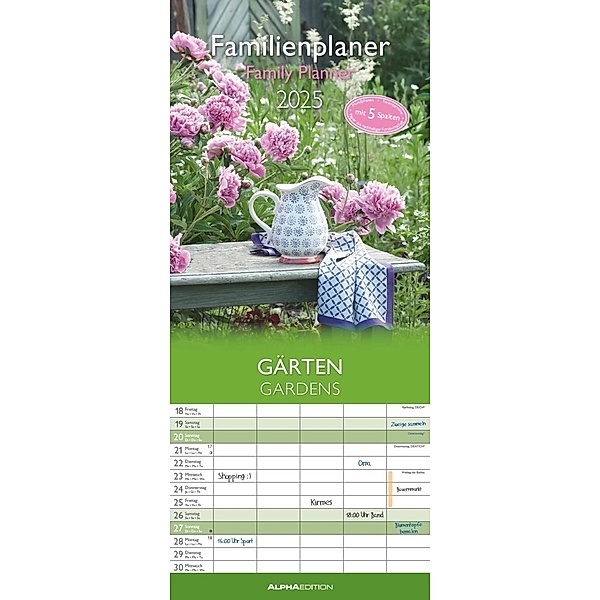 Gärten 2025 Familienplaner - Wandkalender - Familienkalender - 19,5x45
