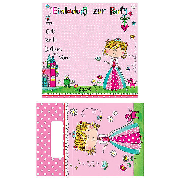 Partystrolche Gästeset KLEINE PRINZESSIN 16-teilig in pink