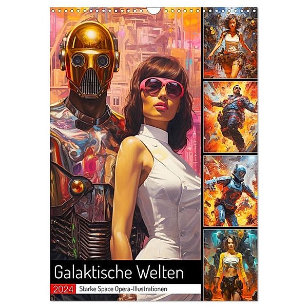 Galaktische Welten. Starke Space Opera-Illustrationen (Wandkalender 2024 DIN A3 hoch), CALVENDO Monatskalender, Rose Hurley