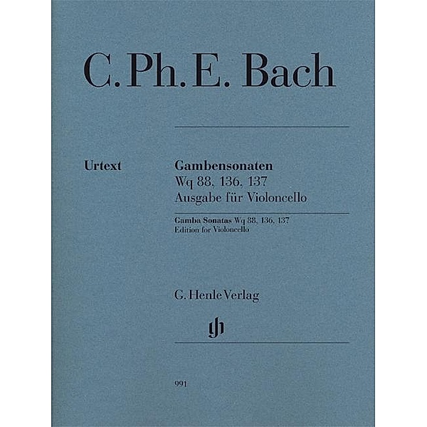 Gambensonaten Wq 88, 136, 137, Ausgabe für Violoncello, Cembalo u. Basso, Cembalopartitur u. Stimmen, 136, 137 Carl Philipp Emanuel Bach - Gambensonaten Wq 88