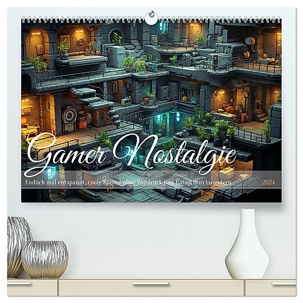 Gamer Nostalgie (hochwertiger Premium Wandkalender 2024 DIN A2 quer), Kunstdruck in Hochglanz, Kerstin Waurick