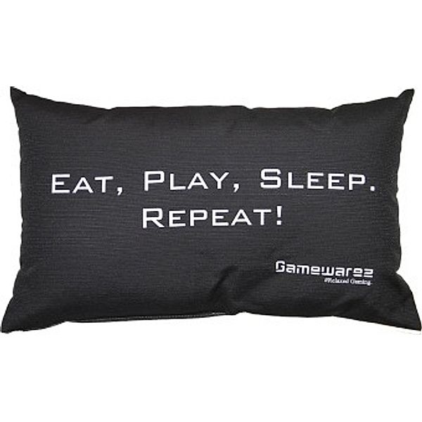 GAMEWAREZ Gaming Kissen, schwarz, ''EAT, PLAY, SLEEP. REPEAT!''