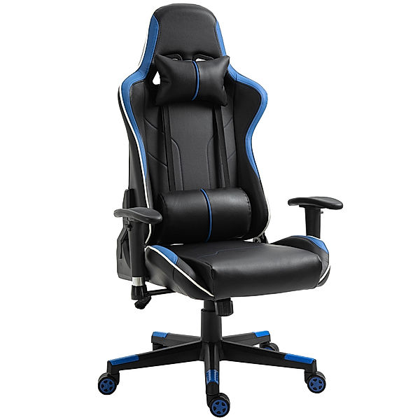 Gamingstuhl ergonomisch geformt (Farbe: Blau, Schwarz)