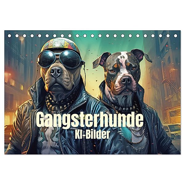 Gangsterhunde - KI-Bilder (Tischkalender 2025 DIN A5 quer), CALVENDO Monatskalender, Calvendo, Liselotte Brunner-Klaus