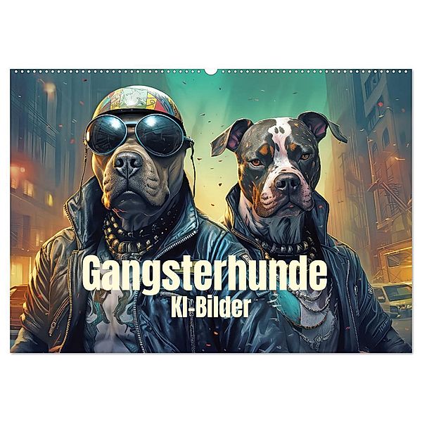 Gangsterhunde - KI-Bilder (Wandkalender 2025 DIN A2 quer), CALVENDO Monatskalender, Calvendo, Liselotte Brunner-Klaus