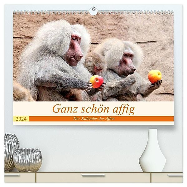 Ganz schön affig - Der Kalender der Affen (hochwertiger Premium Wandkalender 2024 DIN A2 quer), Kunstdruck in Hochglanz, Arno Klatt