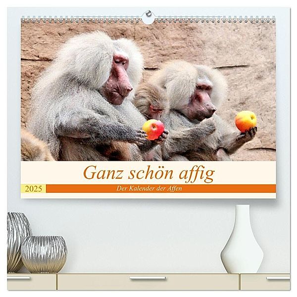 Ganz schön affig - Der Kalender der Affen (hochwertiger Premium Wandkalender 2025 DIN A2 quer), Kunstdruck in Hochglanz, Calvendo, Arno Klatt