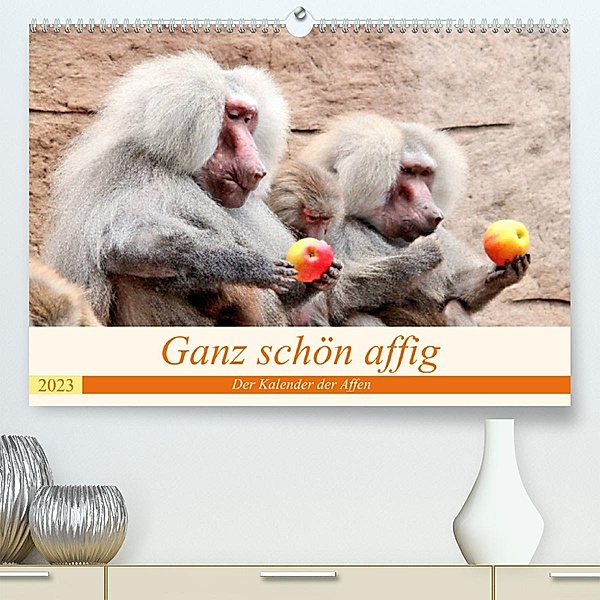 Ganz schön affig - Der Kalender der Affen (Premium, hochwertiger DIN A2 Wandkalender 2023, Kunstdruck in Hochglanz), Arno Klatt