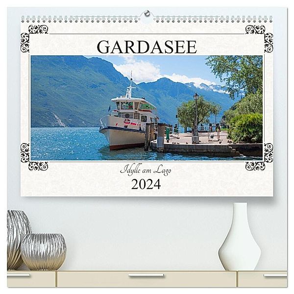 Gardasee - Idylle am Lago 2024 (hochwertiger Premium Wandkalender 2024 DIN A2 quer), Kunstdruck in Hochglanz, SusaZoom