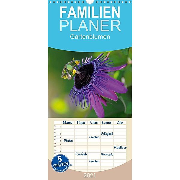 Gartenblumen - Familienplaner hoch (Wandkalender 2021 , 21 cm x 45 cm, hoch), Bildagentur Geduldig