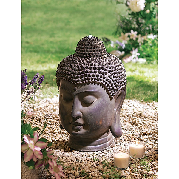 Gartenbrunnen Buddhakopf, aus Polyresin