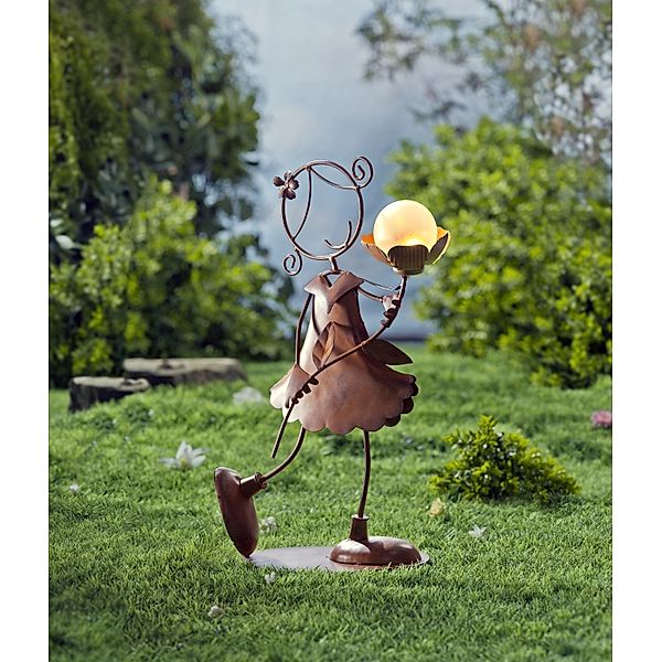 Gartenfigur Mädchen mit Solar