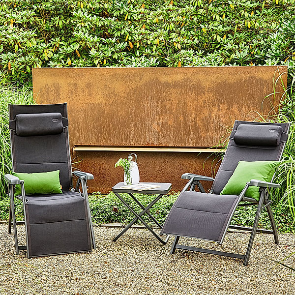 Gartenmöbel Premium-Set 4tlg. mit 2 Relaxsesseln, Hocker & Tischplatte